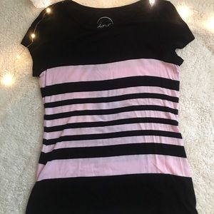 INC Pink and Black Striped Tee